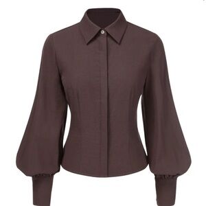 NWT Retro Stage Brown Women's button down